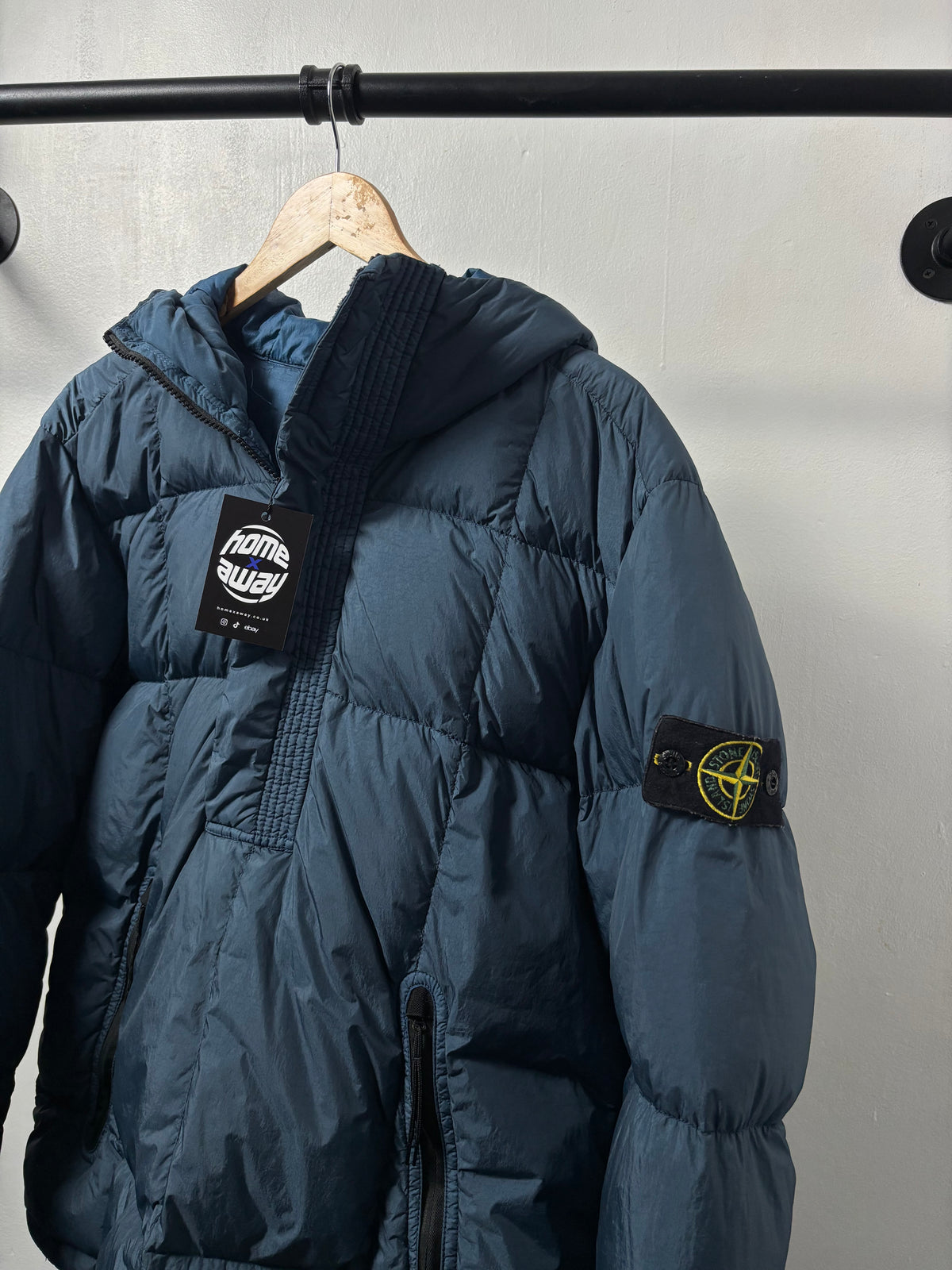 Stone Island 2018 A/W Blue Crinkle Reps Down Smock - L