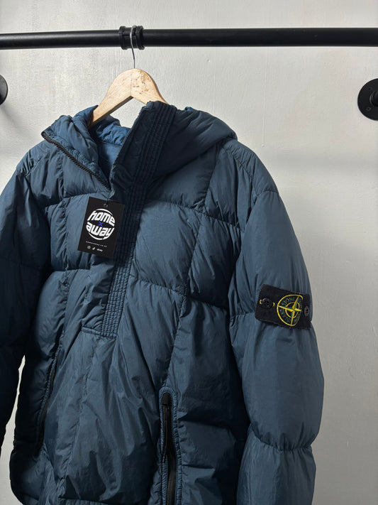 Stone Island 2018 A/W Blue Crinkle Reps Down Smock - L