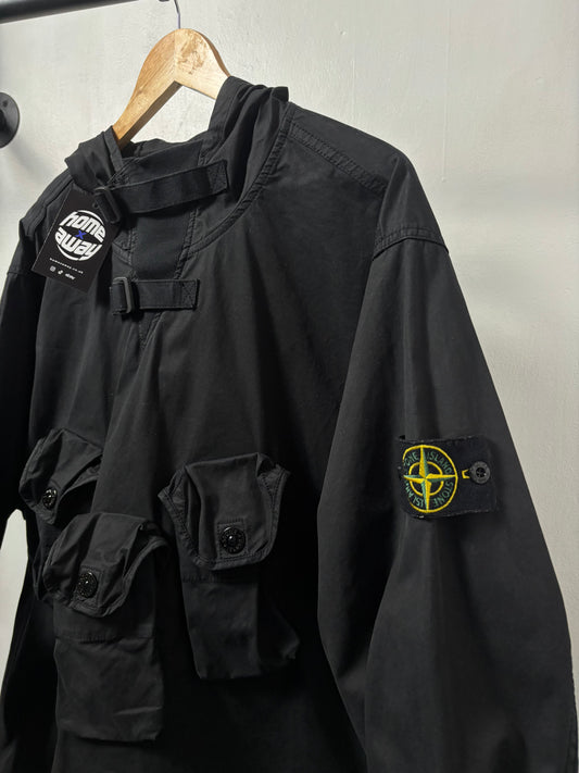 Stone Island 2021 A/W Black Bellows Pocket Garbadine Smock - XL
