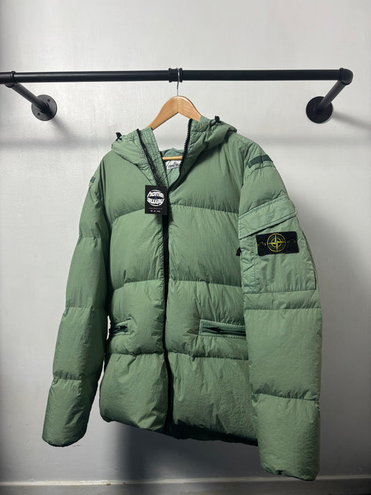 Stone Island 2022 A/W Green Crinkle R-NY Down Puffer Jacket - XXL