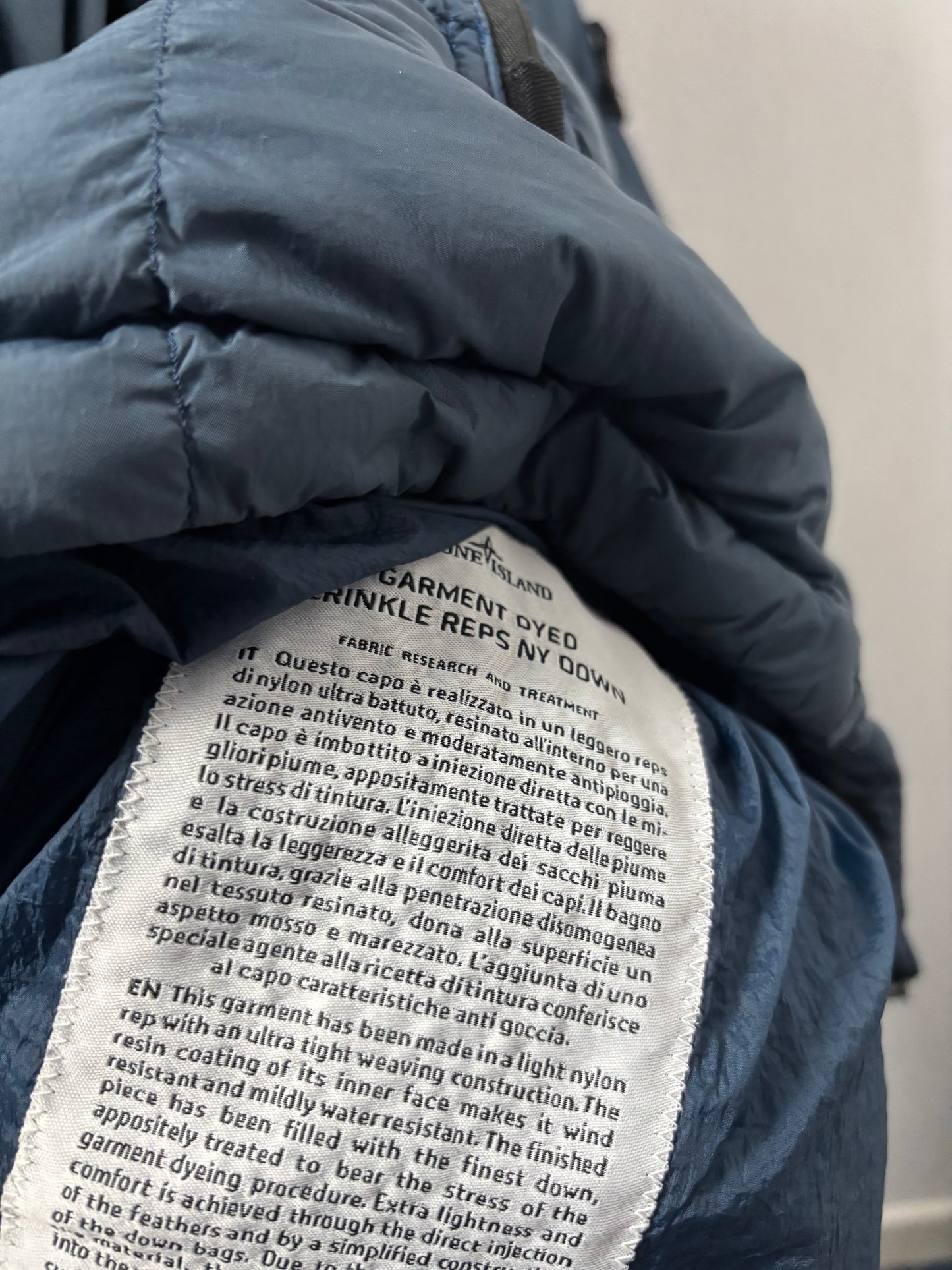 Stone Island 2018 A/W Blue Crinkle Reps Down Smock - L