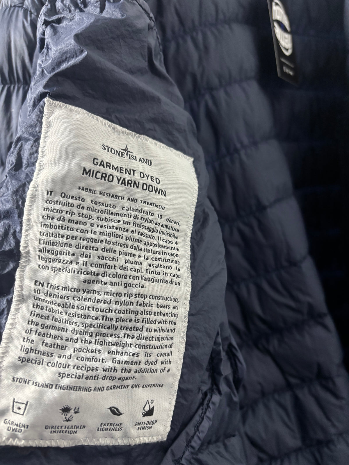 Stone Island 2017 A/W Navy Micro Yarn Down Jacket - L