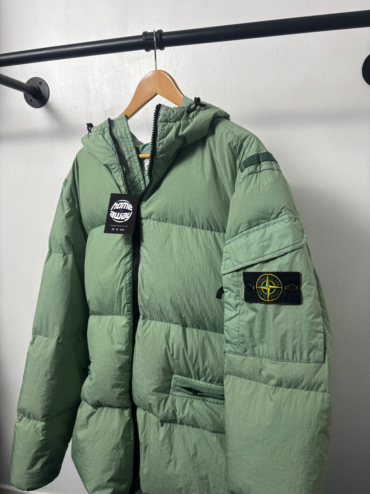 Stone Island 2022 A/W Green Crinkle R-NY Down Puffer Jacket - XXL