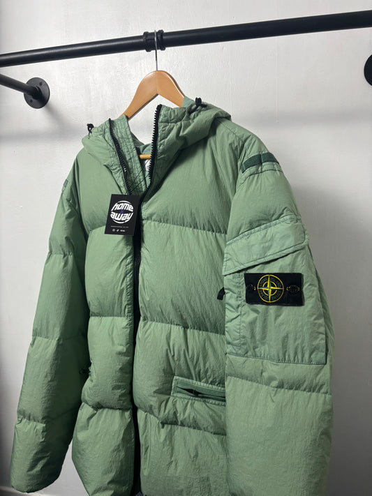 Stone Island 2022 A/W Green Crinkle R-NY Down Puffer Jacket - XXL