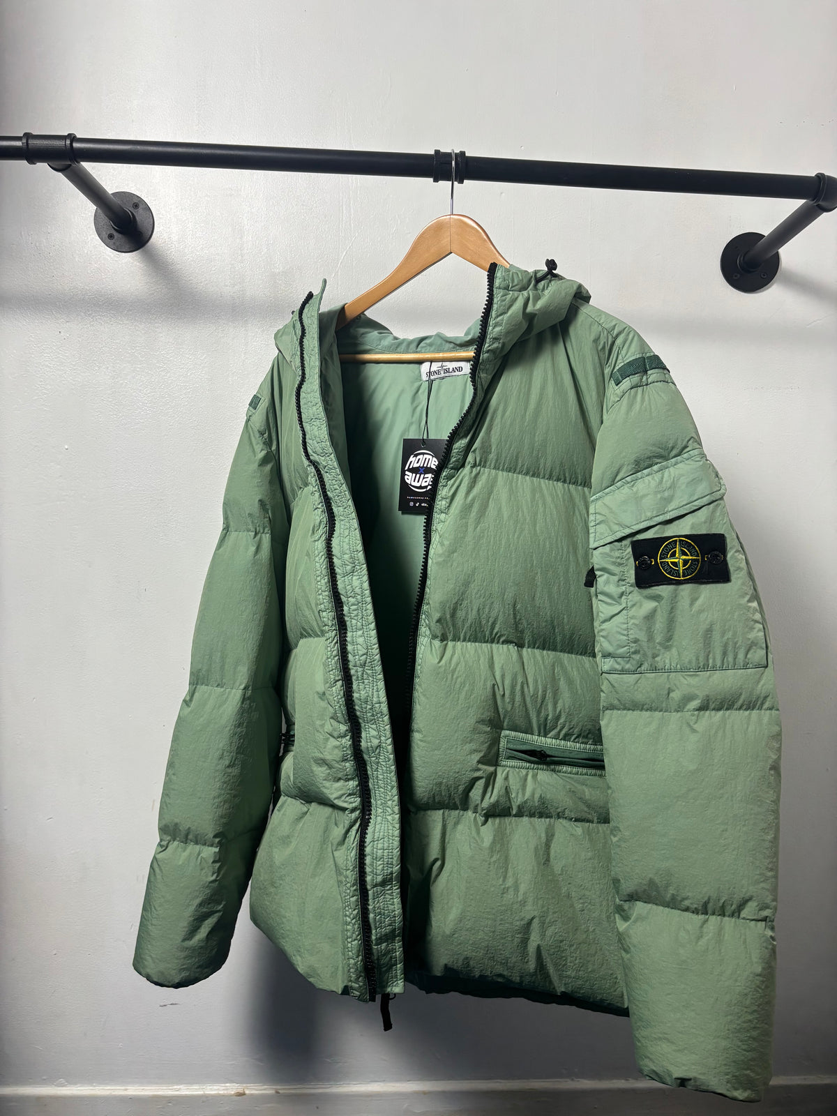 Stone Island 2022 A/W Green Crinkle R-NY Down Puffer Jacket - XXL