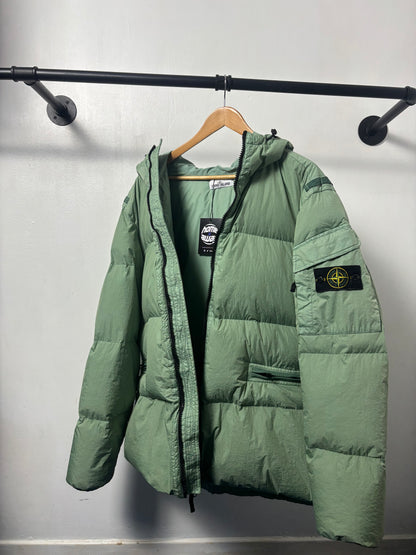 Stone Island 2022 A/W Green Crinkle R-NY Down Puffer Jacket - XXL