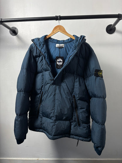 Stone Island 2018 A/W Blue Crinkle Reps Down Smock - L