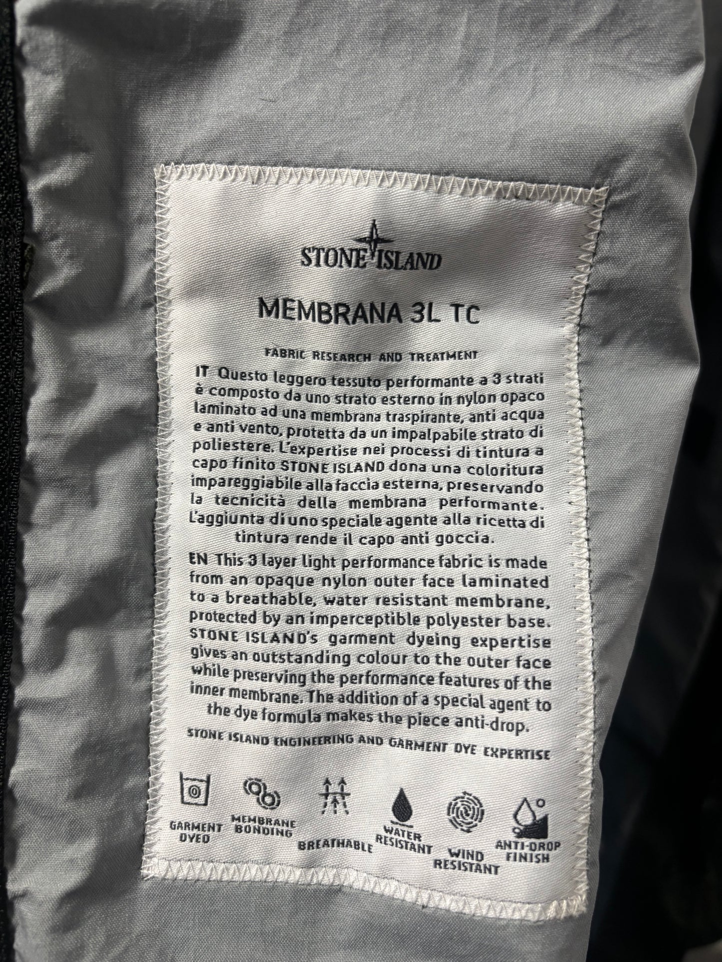 Stone Island 2020 S/S Khaki Green Membrana 3L TC Hooded Parka - M