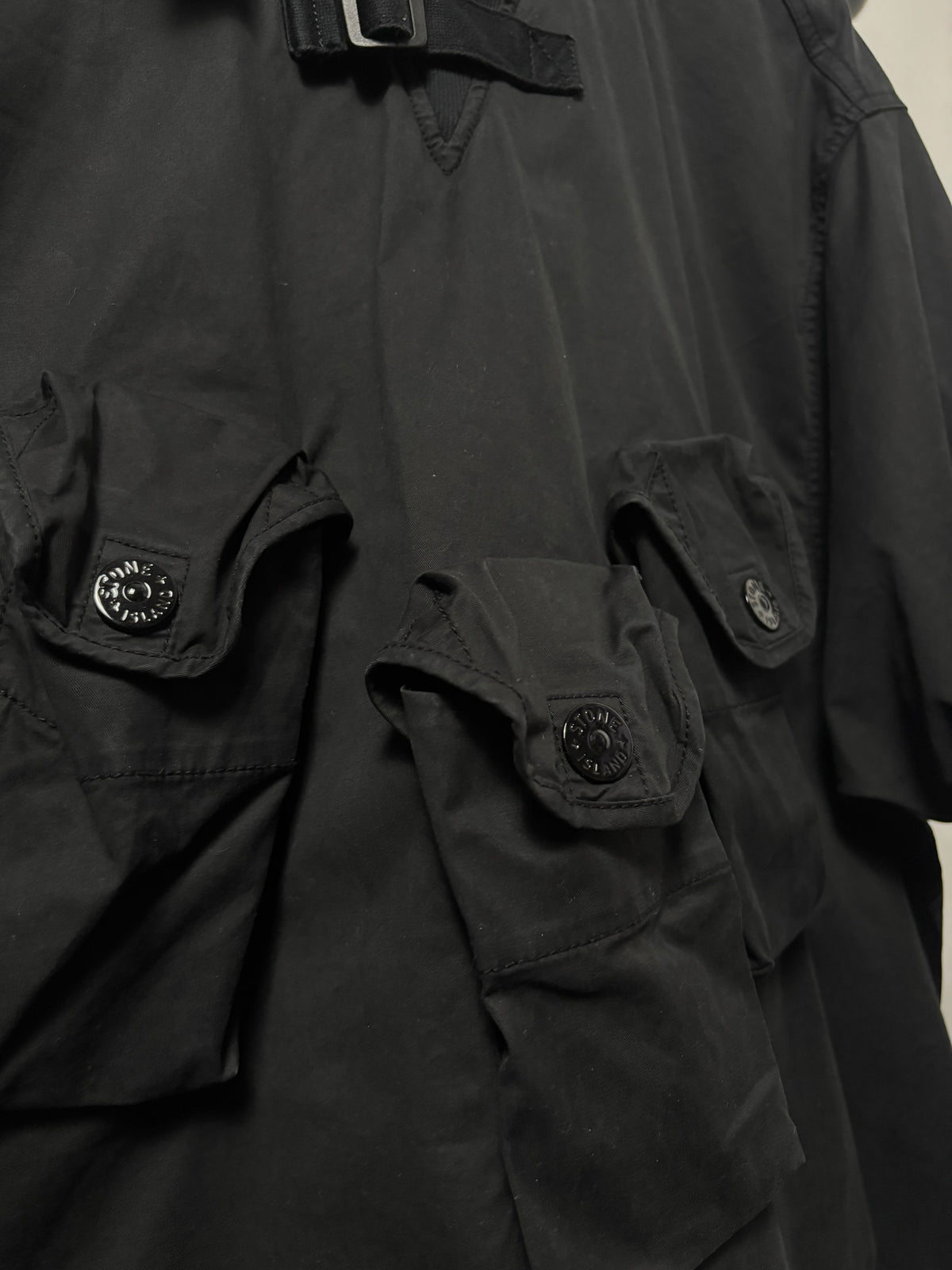 Stone Island 2021 A/W Black Bellows Pocket Garbadine Smock - XL
