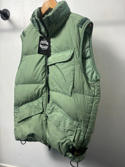 Stone Island 2022 A/W Green Crinkle Reps Down Gilet - M