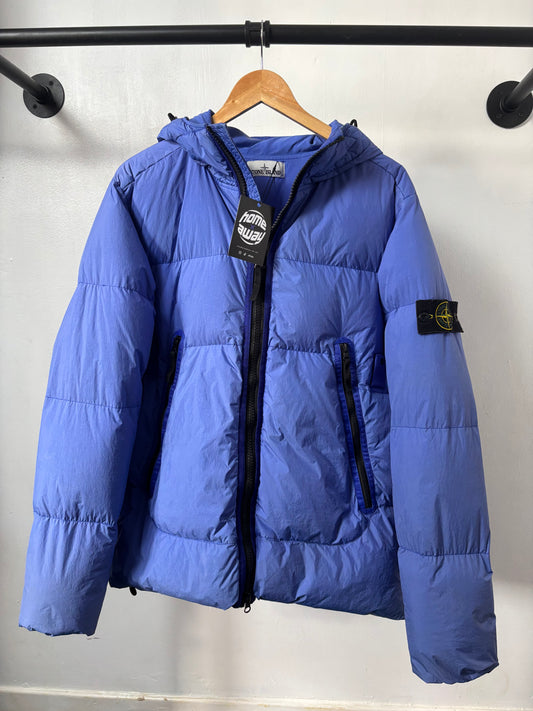 Stone Island 2021 A/W Blue Crinkle Reps Down Jacket - L