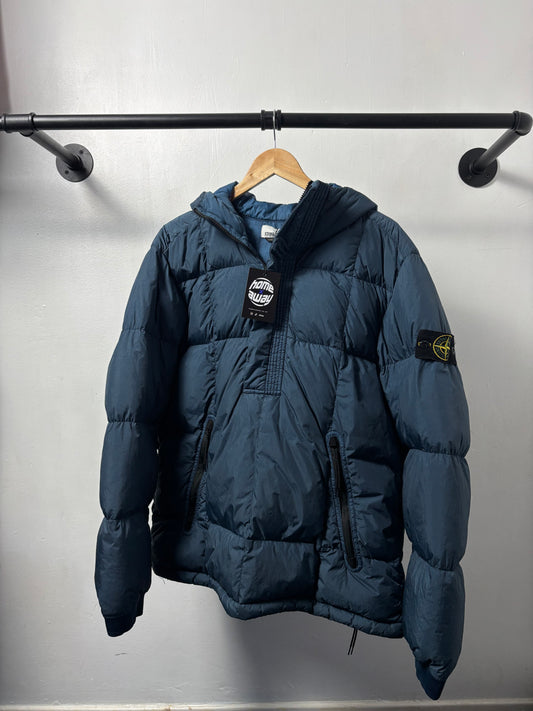 Stone Island 2018 A/W Blue Crinkle Reps Down Smock - L