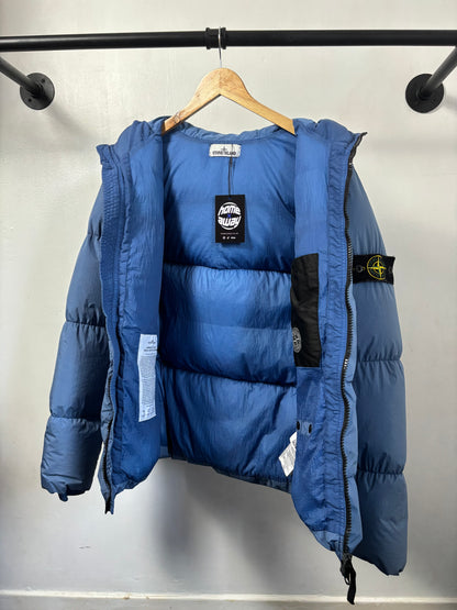 Stone Island 2020 A/W Blue Crinkle Reps Down Jacket - M
