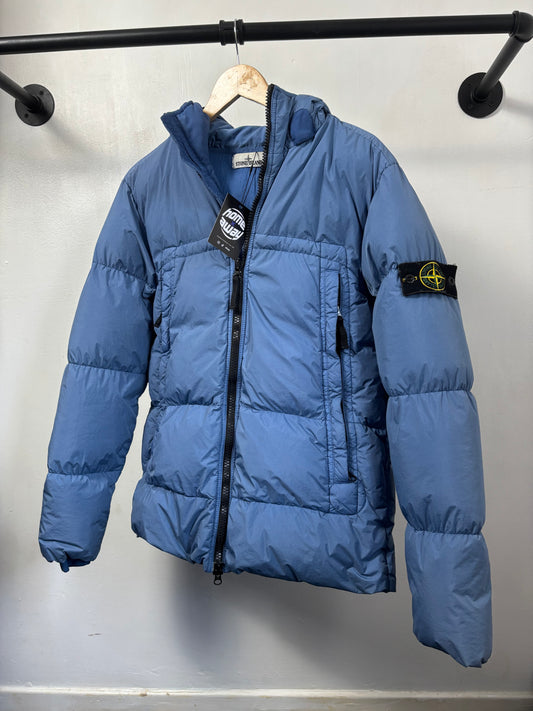 Stone Island 2020 A/W Blue Crinkle Reps Down Jacket - M